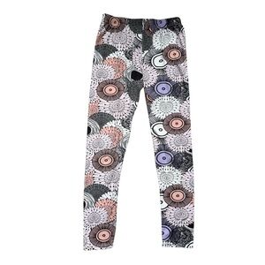 Cozy Pink and Purple Abstract Pattern Leggings Women’s M/L Athleisure